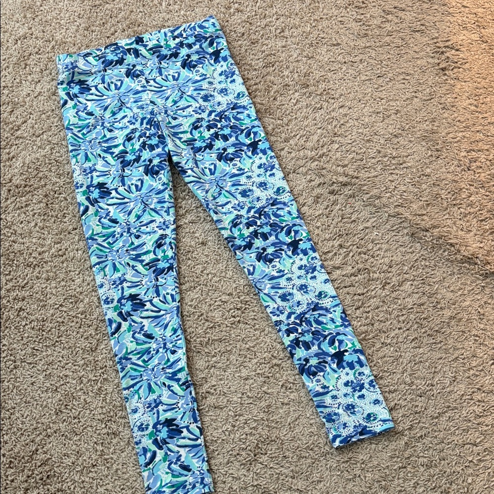 Girls Lilly Pulitzer Blue and Green Patterned Leggings